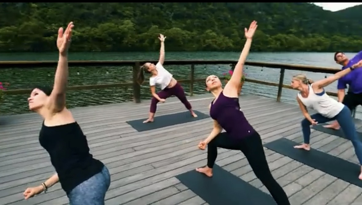 Yoga retreat session at Aspen Falls Ranch
